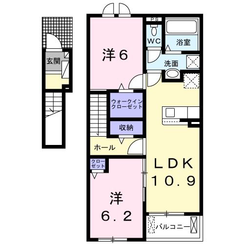 栗原市若柳のアパートの間取り