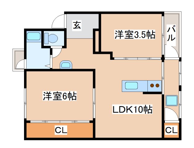 神戸市須磨区離宮西町のマンションの間取り