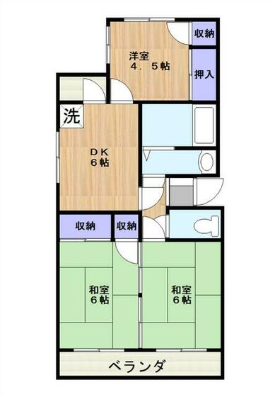 熊本市北区武蔵ケ丘のマンションの間取り