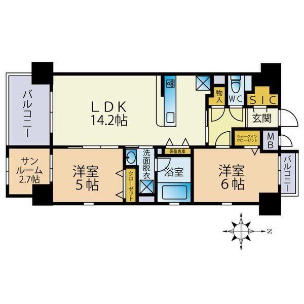 福岡市西区小戸のマンションの間取り