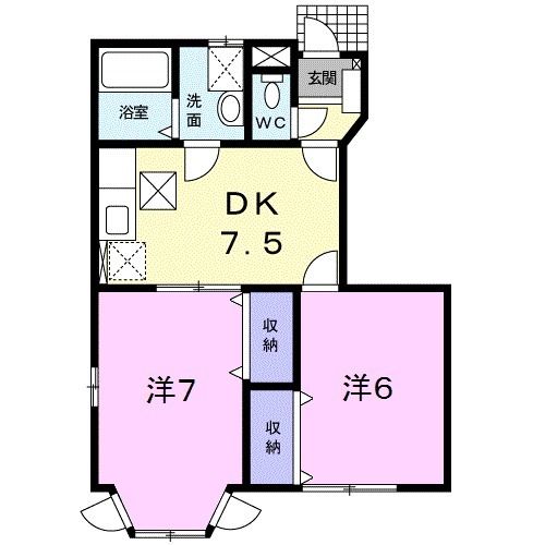 四日市市垂坂新町のアパートの間取り