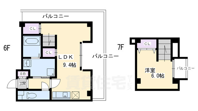 京都市中京区上本能寺前町のマンションの間取り