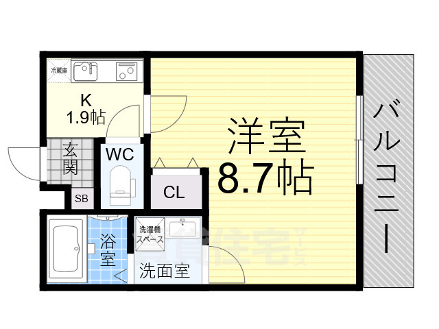 京都市北区大宮西脇台町のアパートの間取り