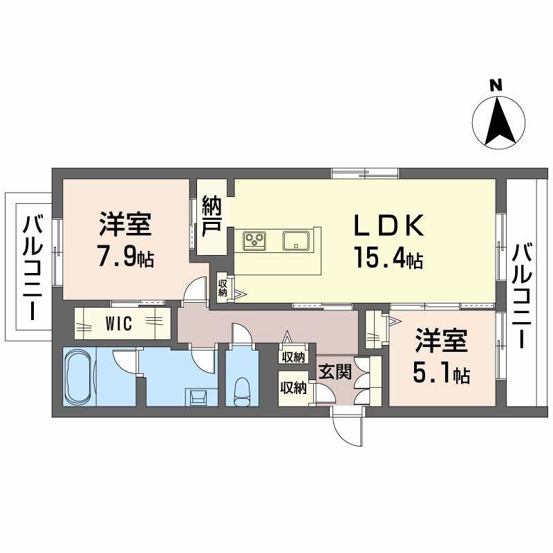 高知市秦南町のマンションの間取り