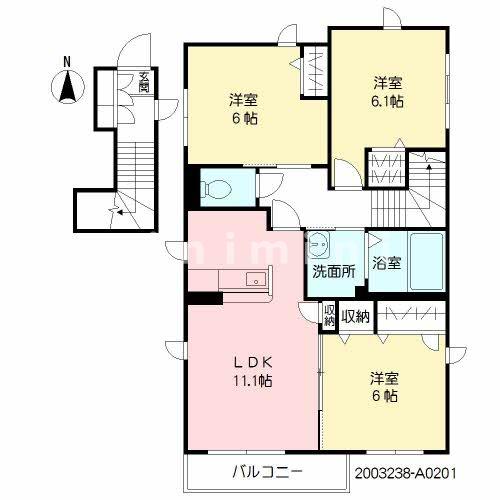 熊本市北区清水本町のアパートの間取り