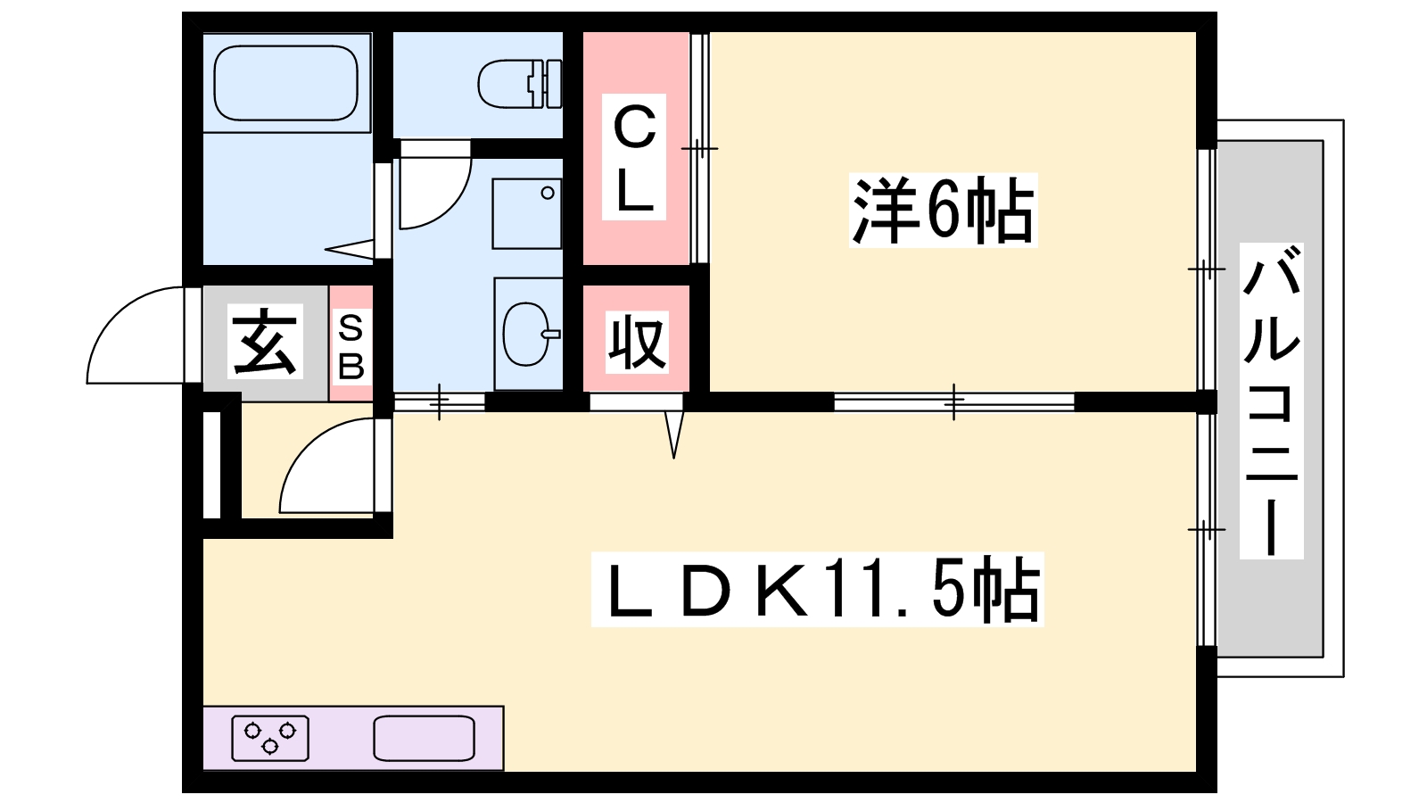 姫路市大津区天神町のアパートの間取り