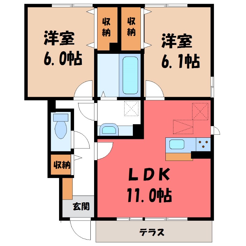 【ミルアモール Dの間取り】