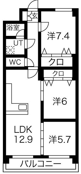 名古屋市天白区鴻の巣のマンションの間取り