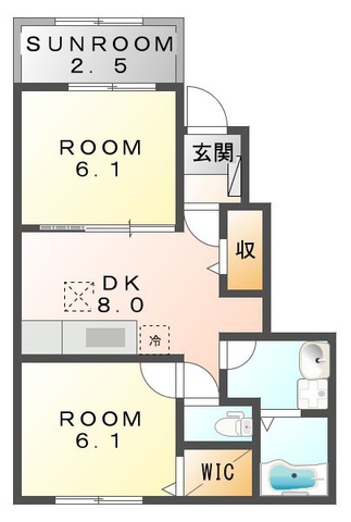 岡山市北区御津河内のアパートの間取り