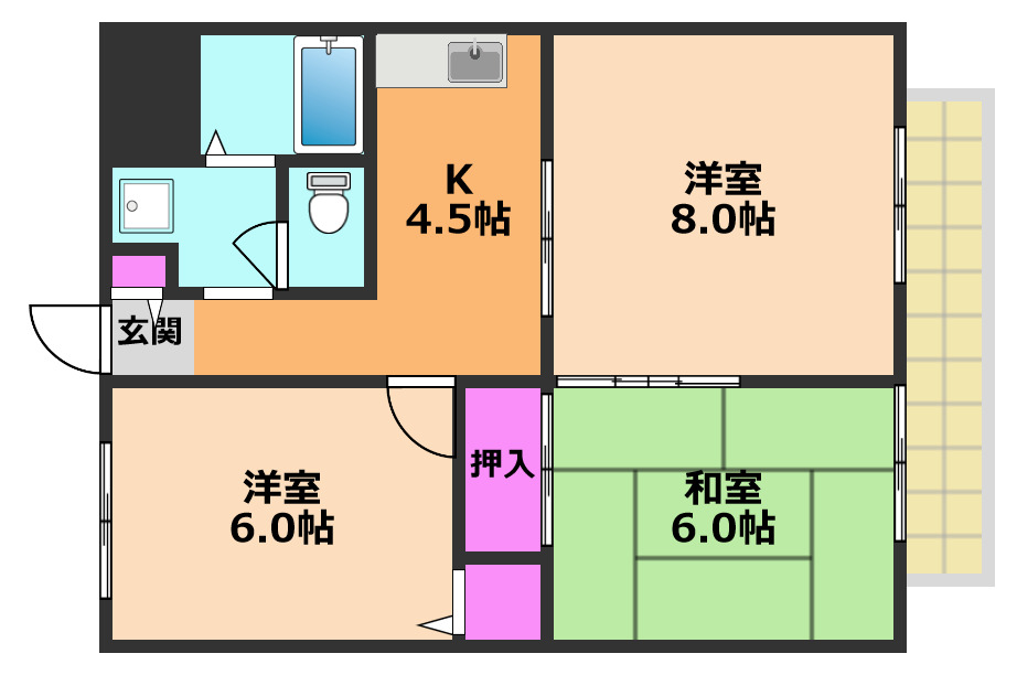 高槻市氷室町のマンションの間取り