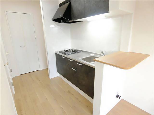 キッチン　２口ガスコンロのシステムキッチン。