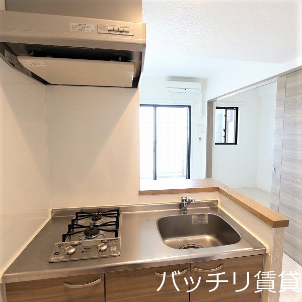 キッチン　２口ガスコンロ付きシステムキッチン