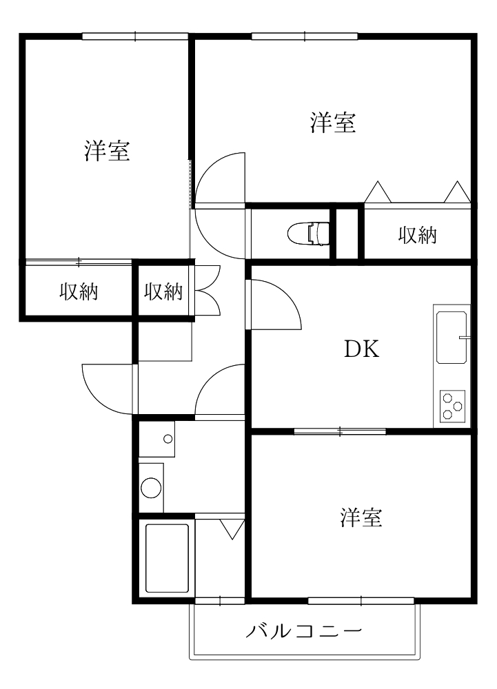 ＪＲ牟岐線 二軒屋駅 徒歩7分 3階建 築31年の間取り写真