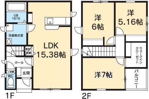 ＪＲ徳島線 蔵本駅 徒歩8分 2階建 築15年の間取り写真