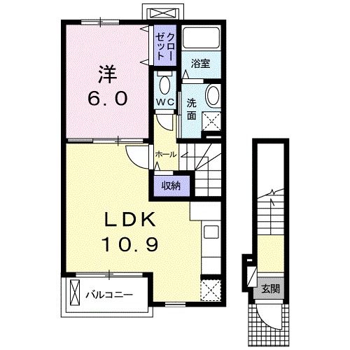 新居浜市寿町のアパートの間取り