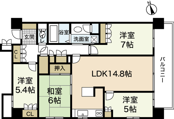 広島市中区上幟町のマンションの間取り