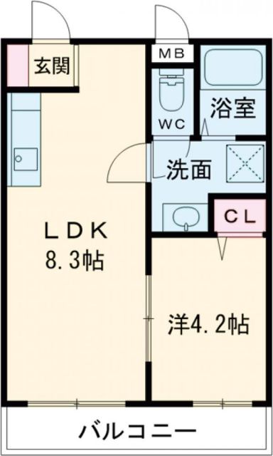 東大阪市東石切町のアパートの間取り