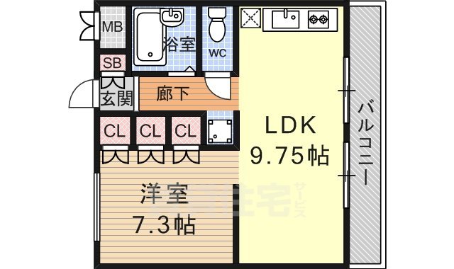 京都市山科区大宅神納町のマンションの間取り