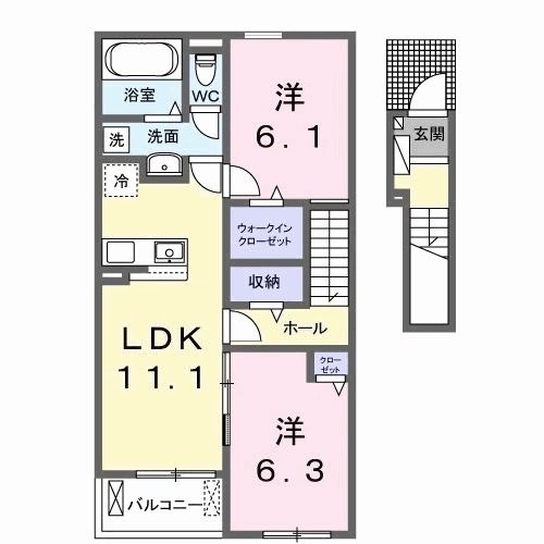 前橋市駒形町のアパートの間取り