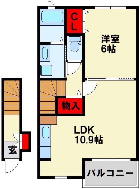 中間市岩瀬のアパートの間取り