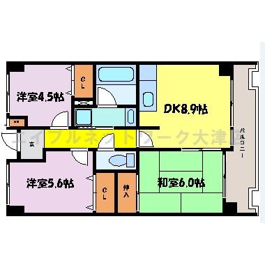 大津市勧学のマンションの間取り