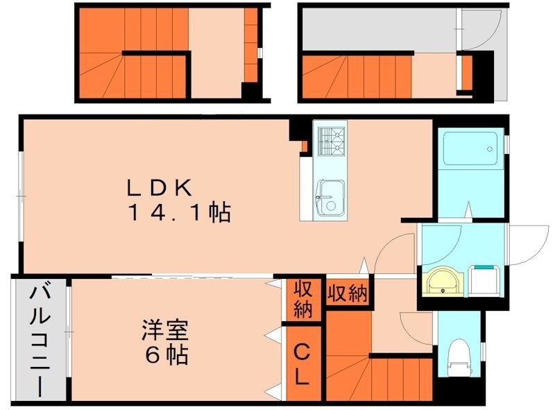 糟屋郡粕屋町内橋東のアパートの間取り