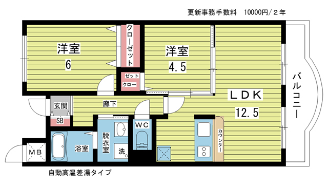 豊中市北桜塚のマンションの間取り