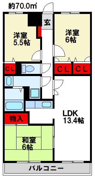 【シャトレ弐番館の間取り】