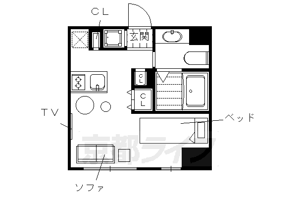 【京都市上京区三芳町のマンションの間取り】