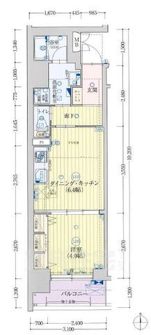 京都市下京区西七条南東野町のマンションの間取り