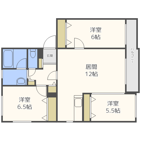 札幌市豊平区西岡二条のマンションの間取り