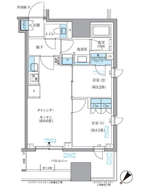 中央区東日本橋のマンションの間取り