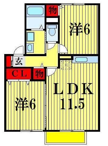 【松戸市金ケ作のアパートの間取り】