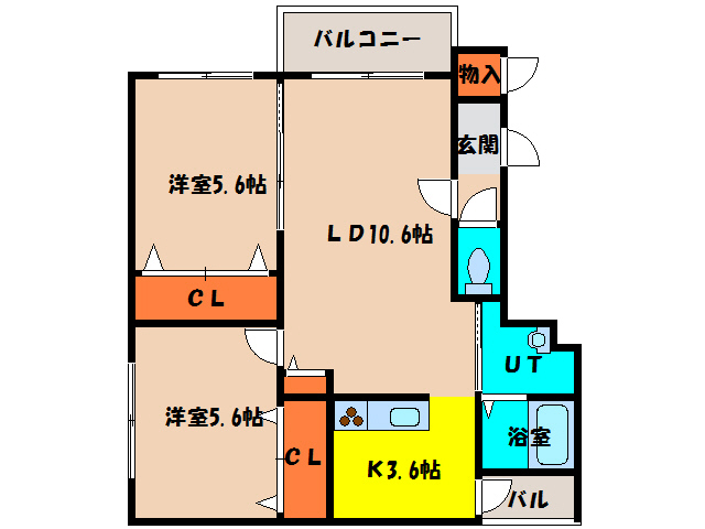 【函館市元町のマンションの間取り】