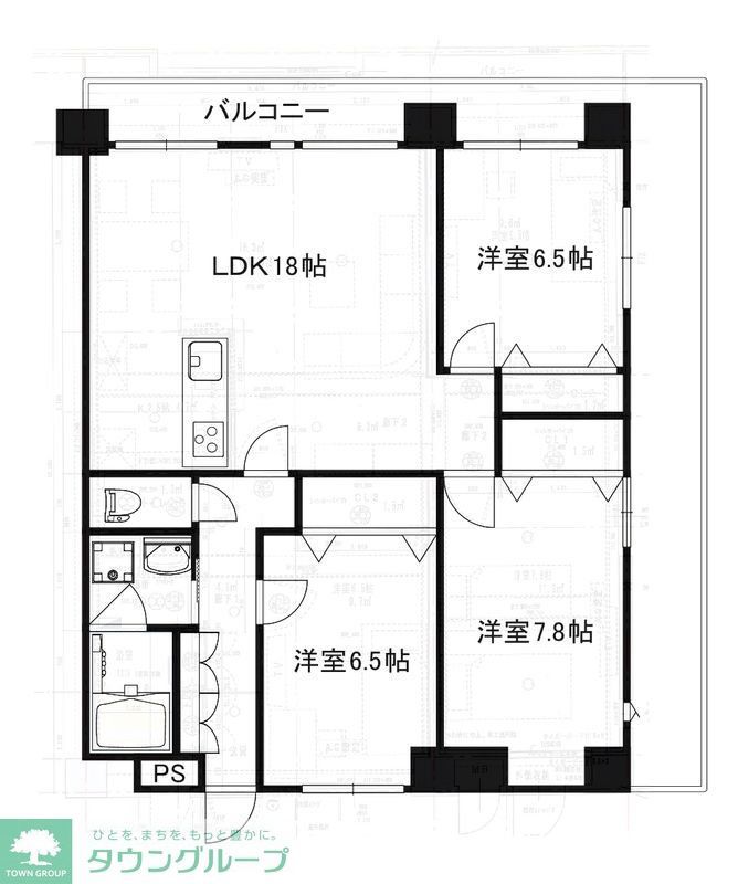 横浜市青葉区新石川のマンションの間取り