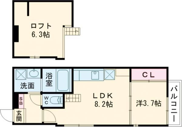 堺市北区黒土町のアパートの間取り