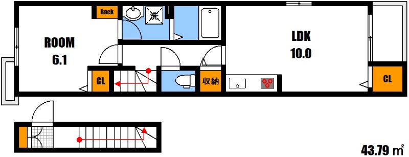 広島市安佐南区川内のアパートの間取り