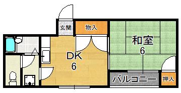 地下鉄長堀鶴見緑地線 横堤駅 徒歩10分 6階建 築37年の間取り写真