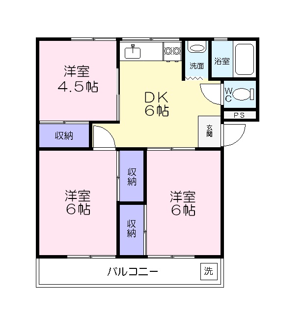 豊橋市下地町のマンションの間取り