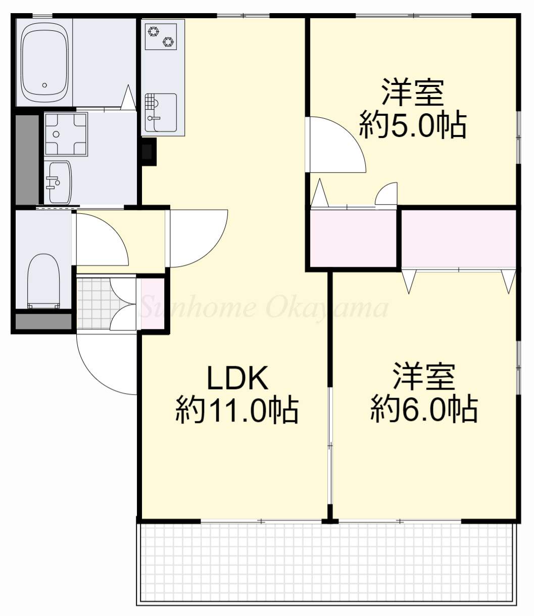 岡山市東区松新町のアパートの間取り