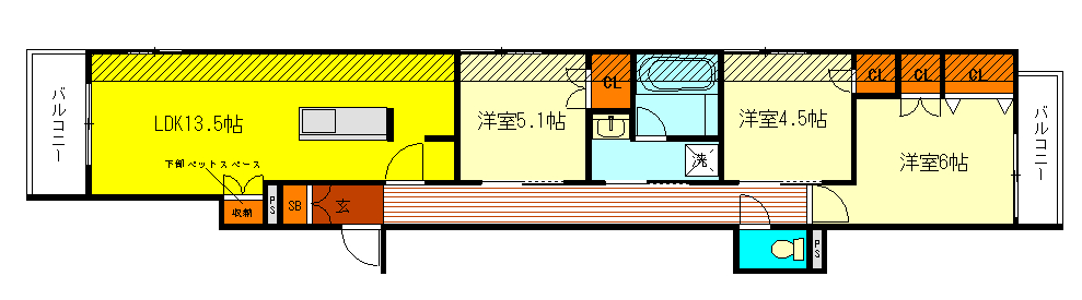 クラッシーコート国立の間取り