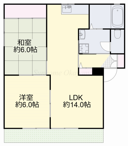 岡山市中区さいのアパートの間取り