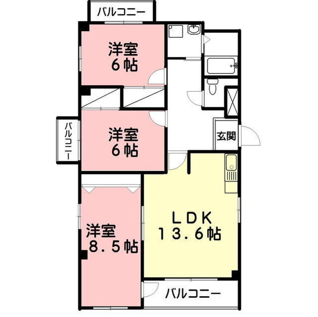 羽島市上中町沖のアパートの間取り