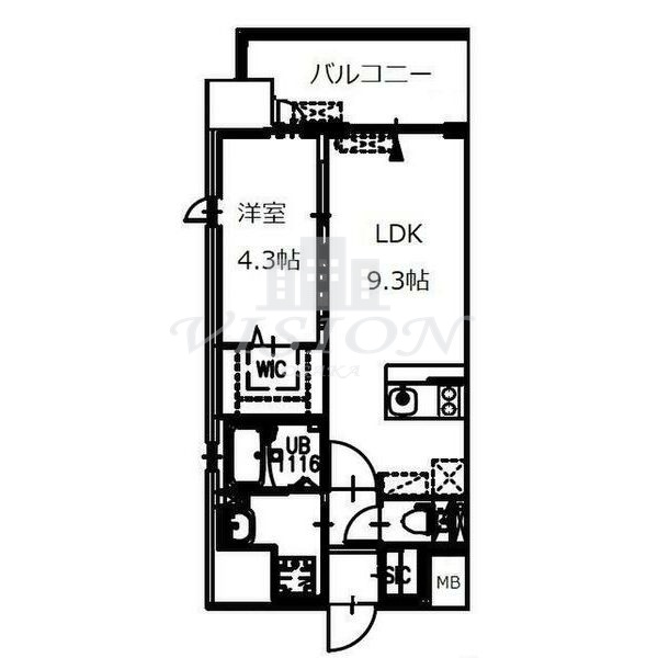 大阪市中央区日本橋のマンションの間取り