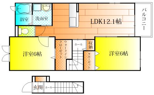 【羽曳野市河原城のアパートの間取り】