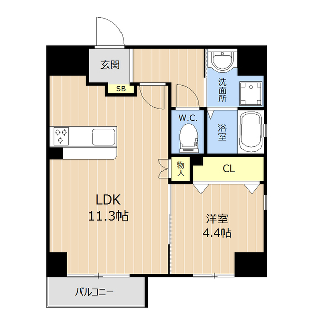 福岡市博多区須崎町のマンションの間取り