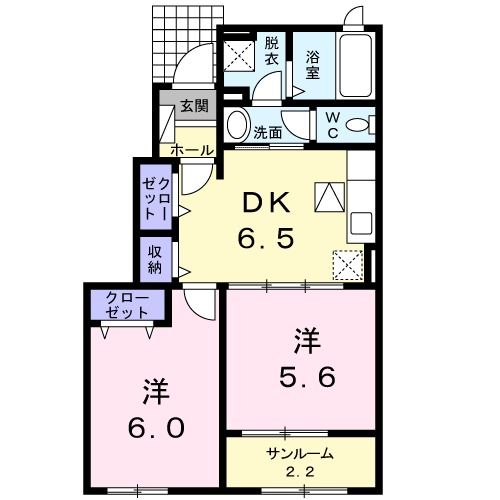 【新潟市西区上新栄町のアパートの間取り】