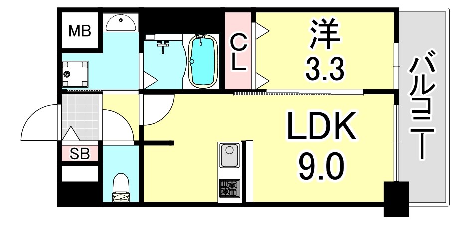 神戸市長田区二番町のマンションの間取り