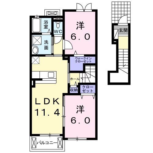 大和高田市日之出東本町のアパートの間取り