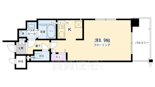 京都市南区西九条大国町のマンションの間取り